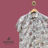 Jaipuri Beige Floral Print Half Sleeves Shirt for Men — image 1