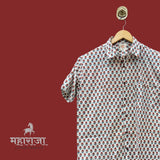 Jaipuri Red Floral Block Print Half Sleeves Shirt for Men — image 1