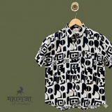 Jaipuri Black/White Abstract Print Half Sleeves Shirt for Men — image 2