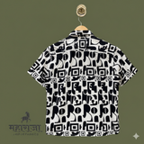 Jaipuri Black/White Abstract Print Half Sleeves Shirt for Men — image 3