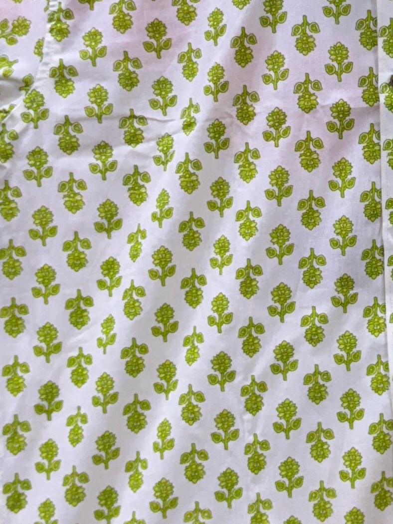 Jaipuri Neon Green Floral Printed Half Sleeves Shirt for Men