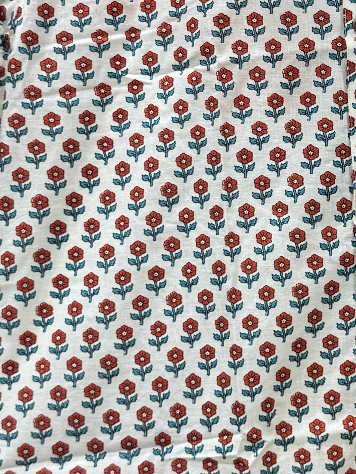 Jaipuri Red Floral Block Print Half Sleeves Shirt for Men